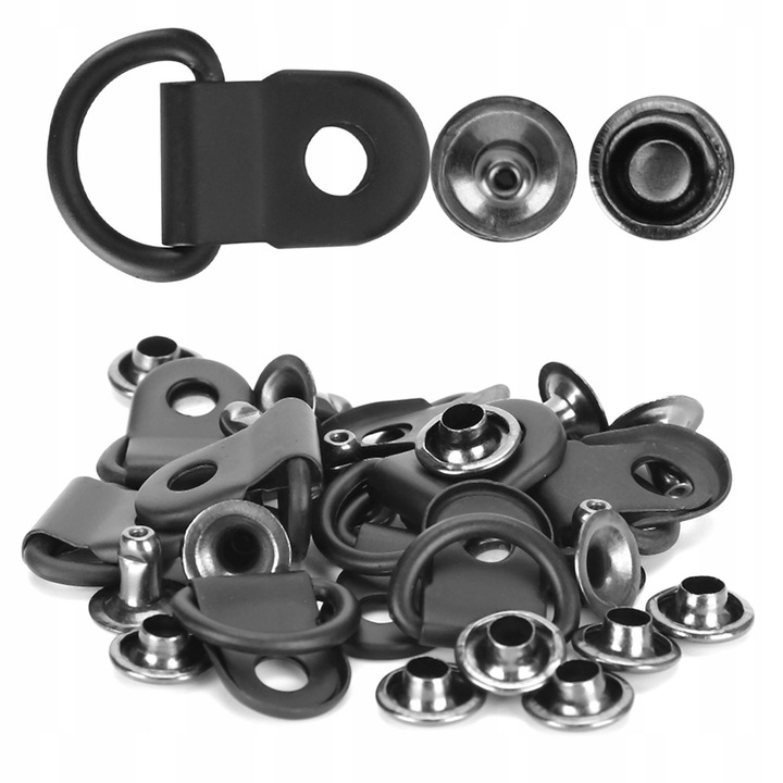 Set 100 bucati accesorii pentru incaltaminte, carlige pentru sireturi, nituri, protectii buton, negru, 9x14mm