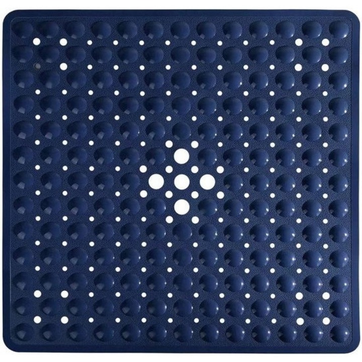 Fürdőszőnyeg, BOTC, csúszásgátló, 53x53cm, kék, 164 tapadókoronggal