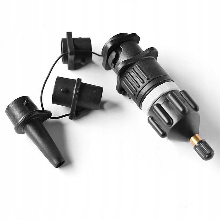 Pumpa adapter készlet 5 fúvókával, sportcsónak kiegészítők, fekete, 120x100x50mm