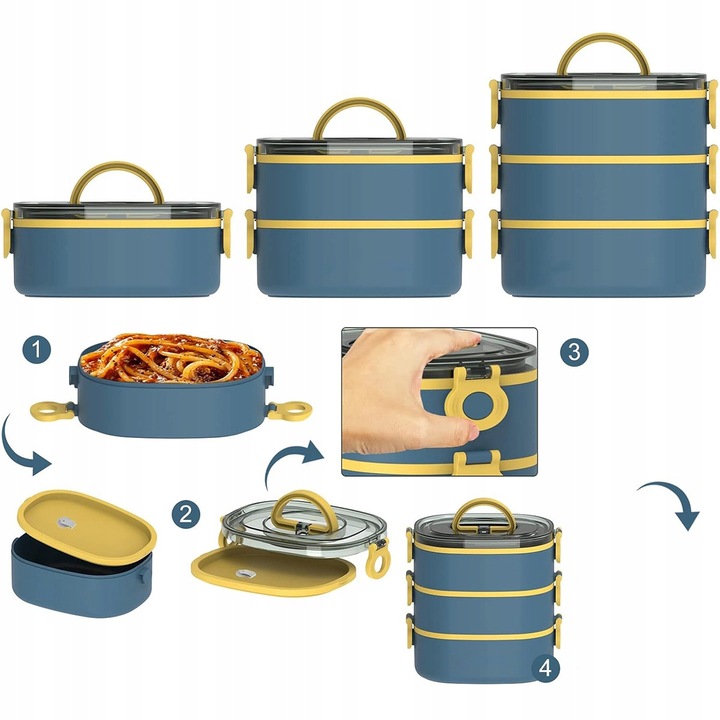 Élelmiszeres doboz, 2000ml, rekeszekkel