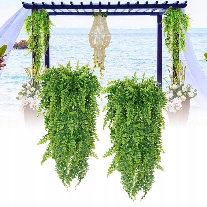 Set de plante artificiale, 2 bucati, feronerie verde, 75cm
