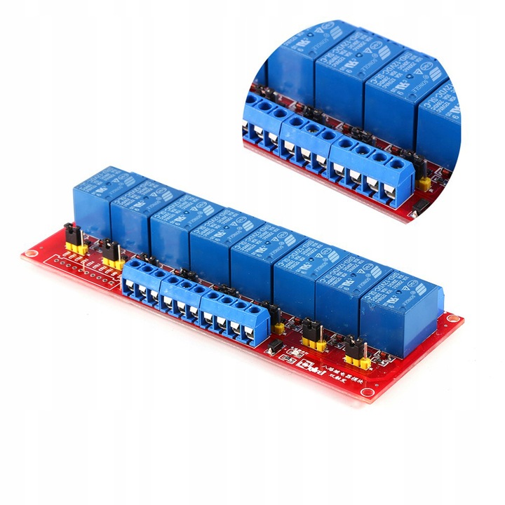 RELÉ TÁBLA RELÉ MODUL 8 CSATORNÁS 12V 10A