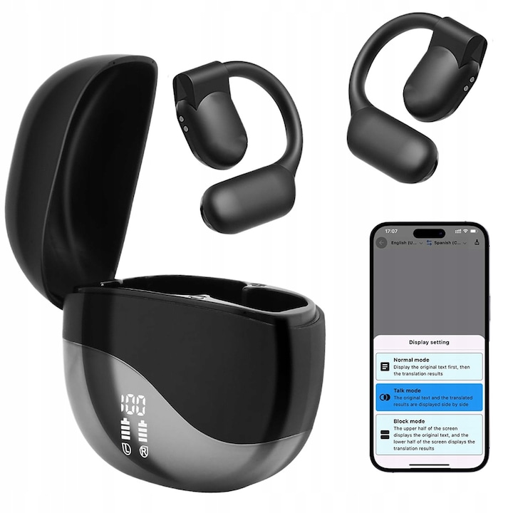 Casti BEDEE cu functie de traducere, 139 limbi, Bluetooth 5.4, negru