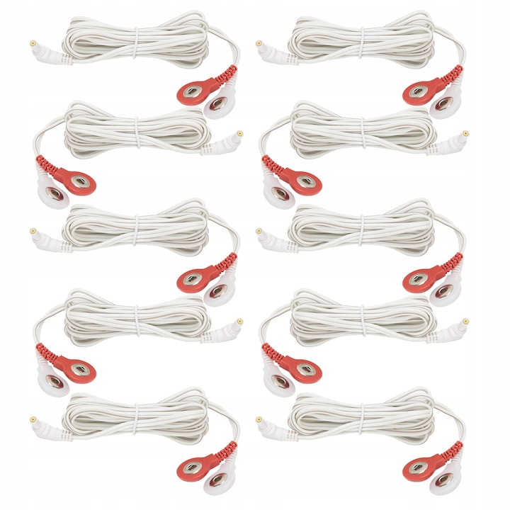 10 db elektróda kábel készlet, 2,35 mm, 1,5 m, TENS készülékekhez, masszázs készülékekhez