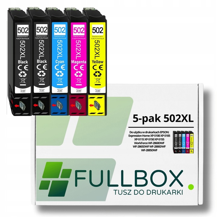 5-pak cartuse de cerneala FULLBOX 502XL CMYK, 2x18ml, 3x14ml, pentru Epson Expression Home XP-5100, XP-5115, XP-5155
