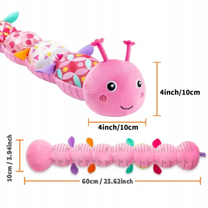 Jucarie interactiva pentru bebelusi, muzicala, cu unicorni, 4 sunete, multicolor, set cu rigla de inaltime