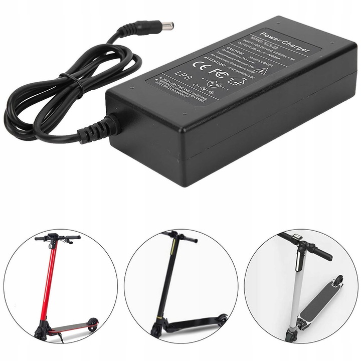 Incarcator 29.4V 2A pentru hulajnogi electrice, negru, set inclus