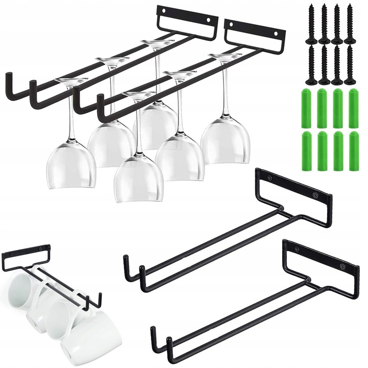 Bortartó, 4 tartó, vas, 30cm, fekete