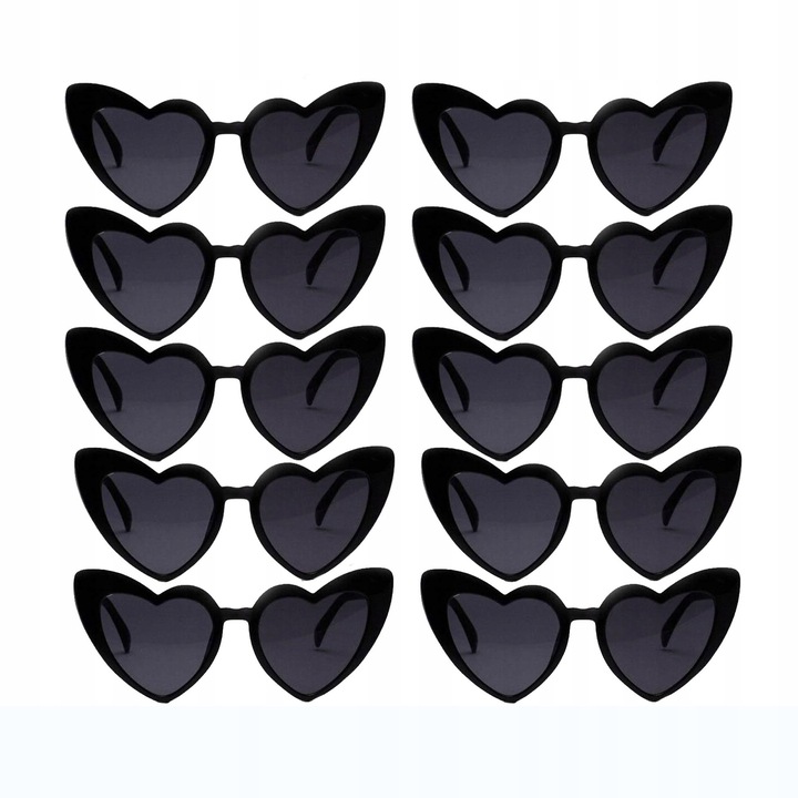 Парти очила сърце, черни, комплект за моминско парти, сватба, спомен, снимка