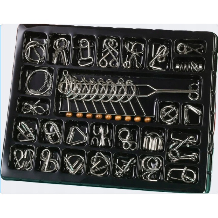 Fém puzzle, 28 darab, fémhuzal, 31.5x24.4x2.5cm