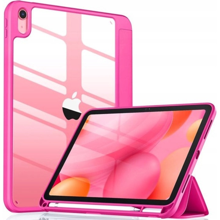 Tabletok tok, Sounix, iPad 10.9 (2022) és iPad 11 (2025) készülékekhez, rózsaszín, ultravékony, állvánnyal és teljes védelemmel