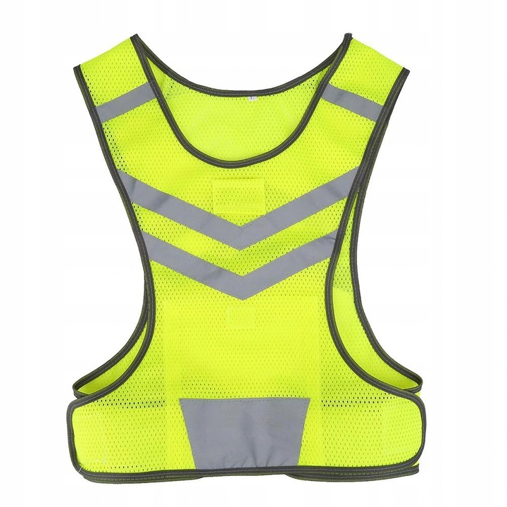 Vesta reflectorizanta galben fluorescent, poliester, ultra-usoara, cu buzunar, M