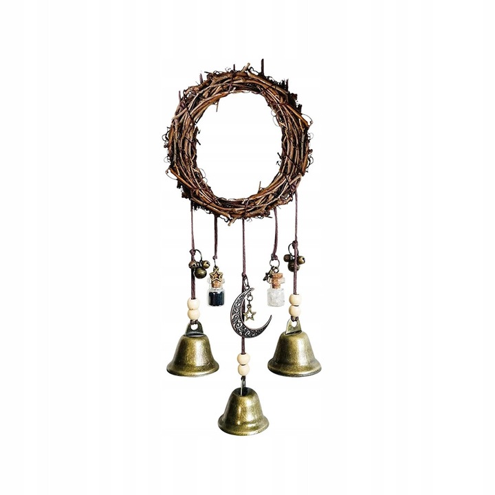 Clopotei de vant, 10 cm, ratan, bronz