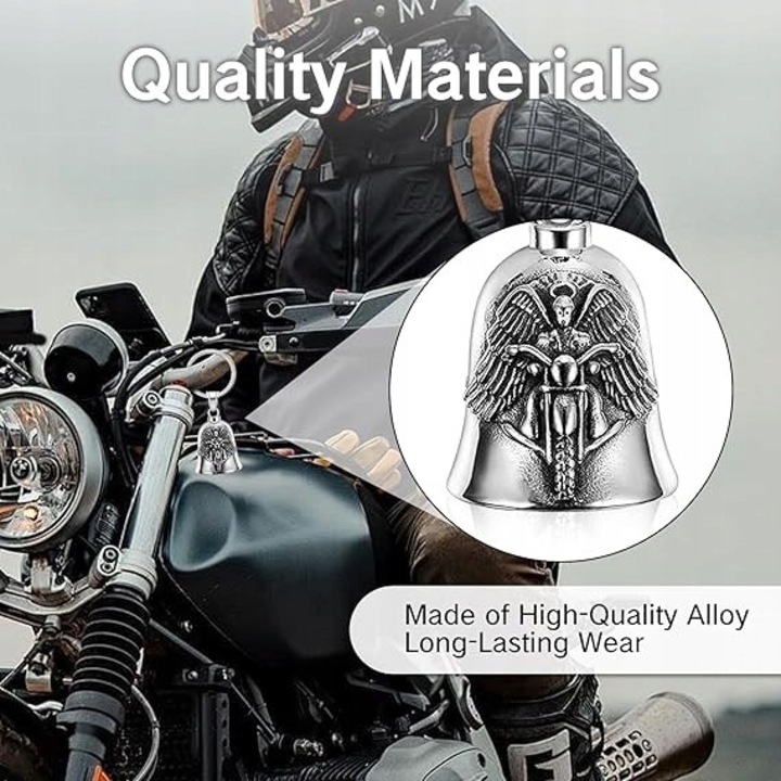 Set 4 Brelocuri Dzwonek Motocyklowy Aniol Stroz cu Naszyjnikiem
