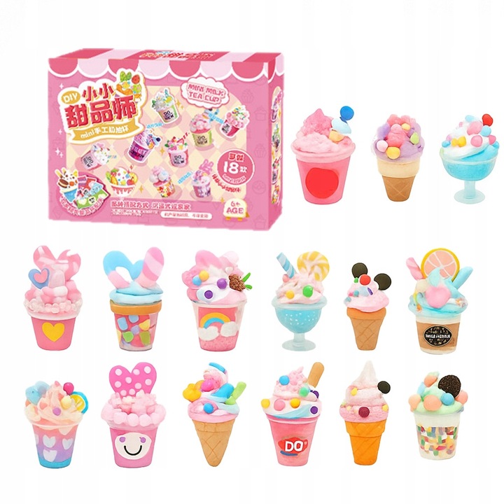 Jucarie DIY DESERTURI COLORATE INGHETATA CU TOPPINGURI SET SENZORIAL XL