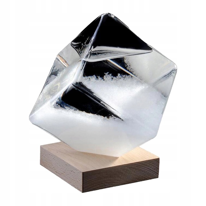 Barométer viharüveg, meteorológiai állomás, kristályok, 6x6x6cm