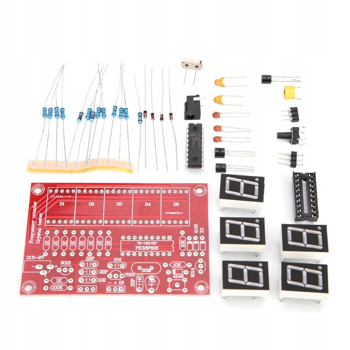DIY frekvenciamérő modul 1Hz-50MHz, piros, PCB méret 80x53mm, összeszerelési készlet