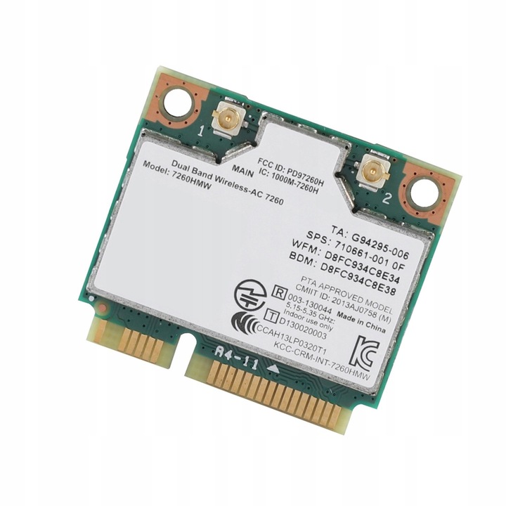 Безжична мрежова карта 7260AC, 802.11ac, Bluetooth 4.0, 3x2,7см