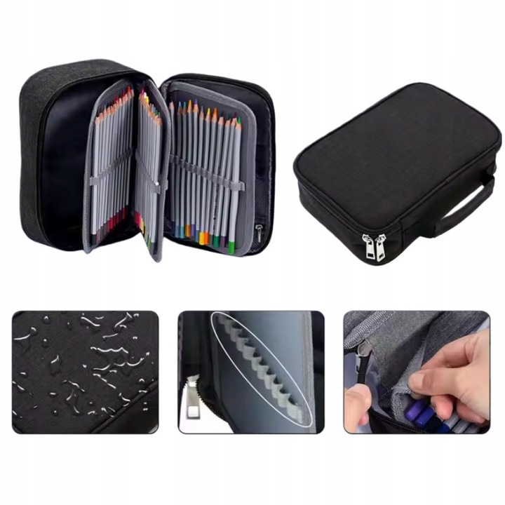 Piornik cu 72 compartimente, set complet, design compact, negru, 23x16x7cm