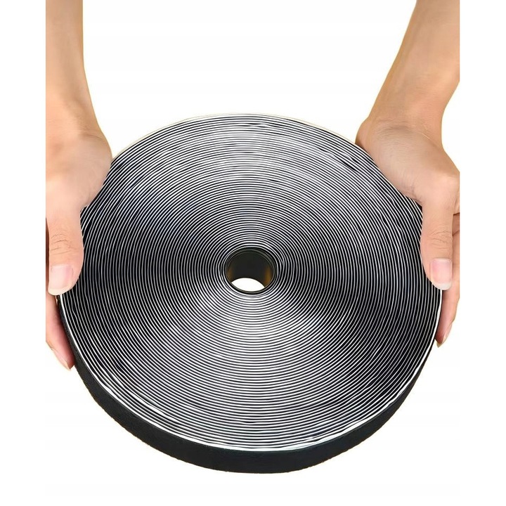 Öntapadós tépőzár tekercs, 25m, 2 szalag (hím + nőstény), 20mm széles, 2mm vastag, időjárásálló