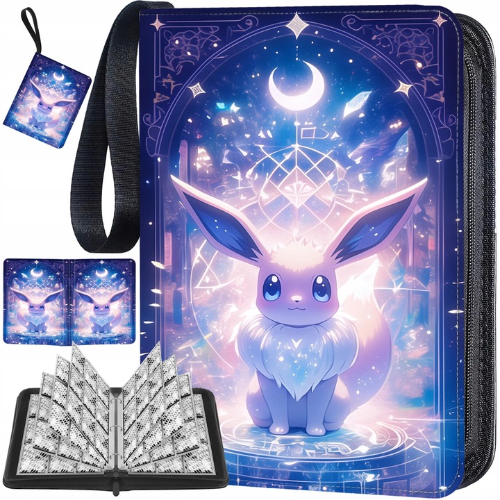 Album pentru carti de joc Pokemon, 400 carti, design grafic colorat, dimensiuni 24.5x18x5cm