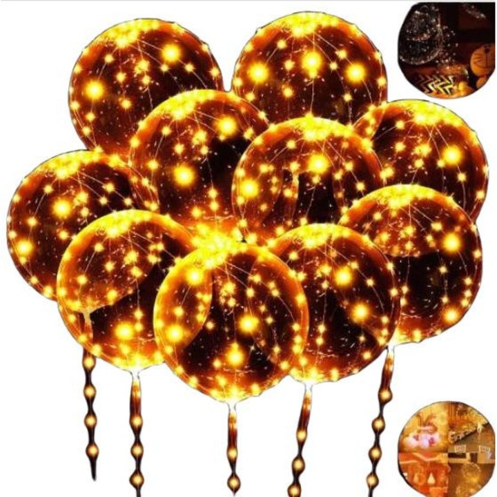 10 darab átlátszó LED lufi szett esküvőre és elsőáldozásra