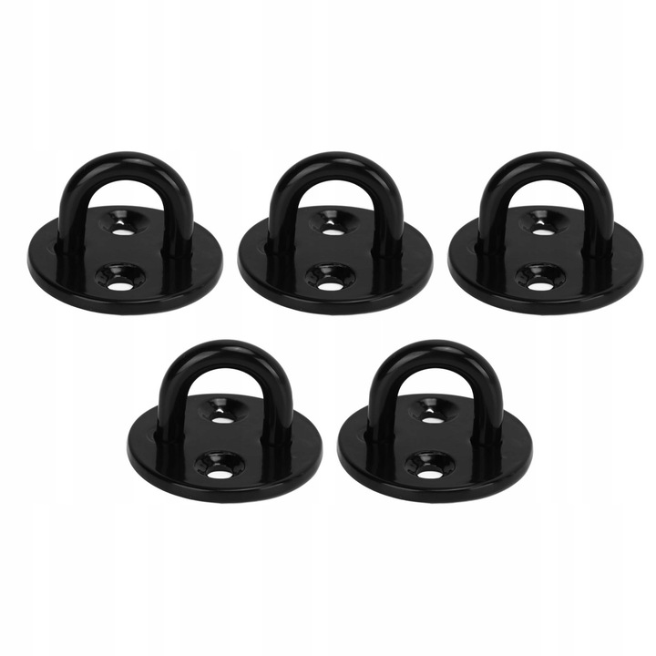 Set 5 bucati placi ochi din otel inoxidabil, negru, pentru suspendarea hamacelor si lampilor