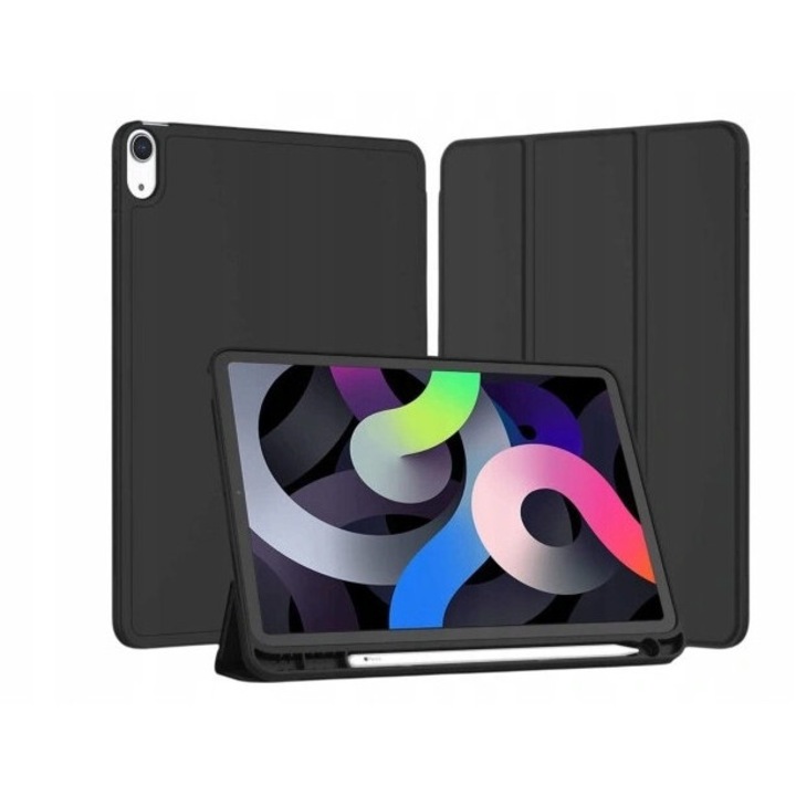Husa tableta Uxxu pentru Apple iPad 10.9 10 GEN 2022 / iPad 11 A16 11GEN 2025, eco piele si silicon, suport stylus, functie suport, neagra