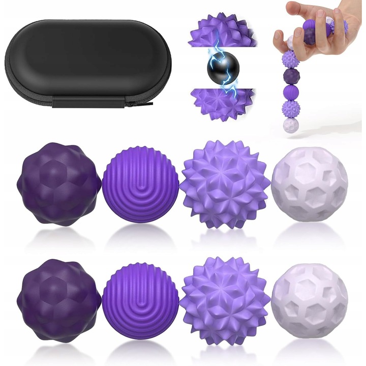 Set de 8 bile magnetice senzoriale fidget, violet