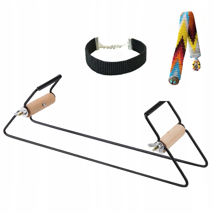 Set masina de tricotat pentru bratari din lemn si otel inoxidabil, 29,5x6,8x9cm