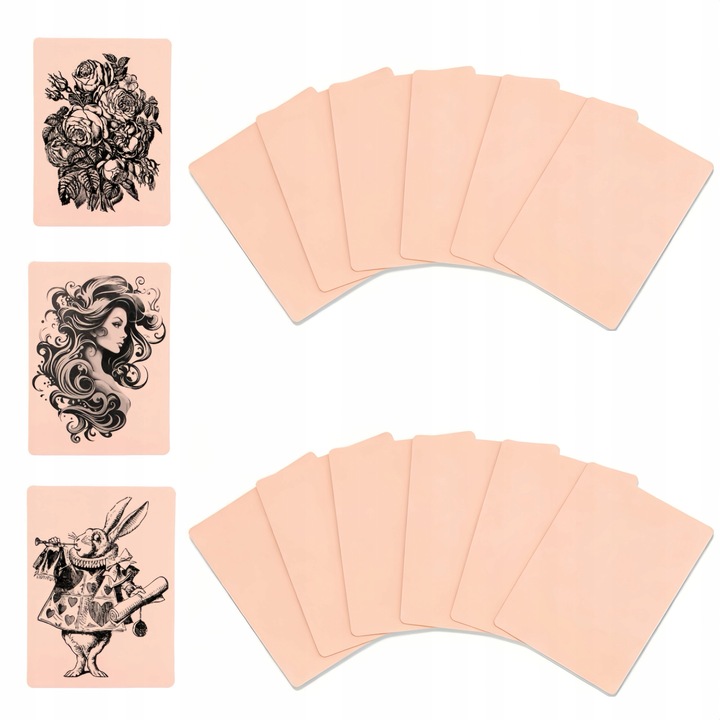 Set 12 bucati piele artificiala pentru invatarea tatuajului, bej, dimensiuni variate