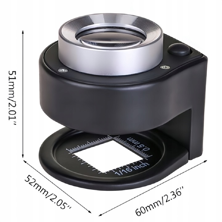 Lupa numismatica cu LED UV, 30x, portabila, dimensiuni 20x20mm