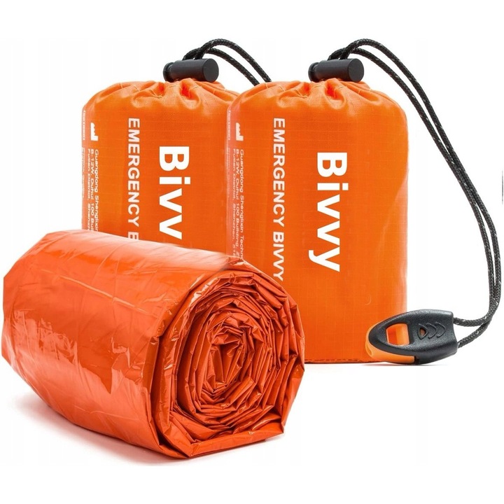 Sac de dormit de urgenta BOTC, ultrausor, waterproof, 213x90cm, set 2 bucati