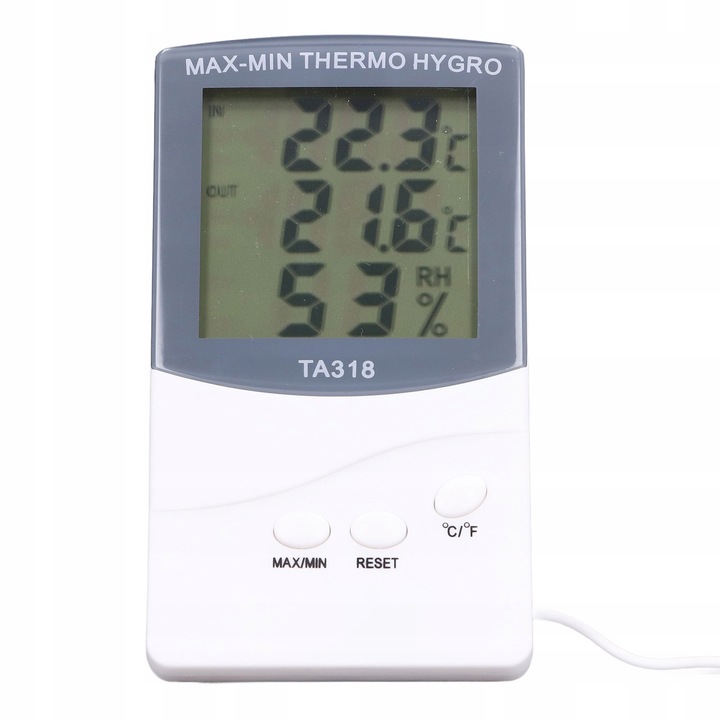 Termometru si higrometru interior-exterior, 12,5x7cm, ABS, masurare temperatura si umiditate, fara baterie