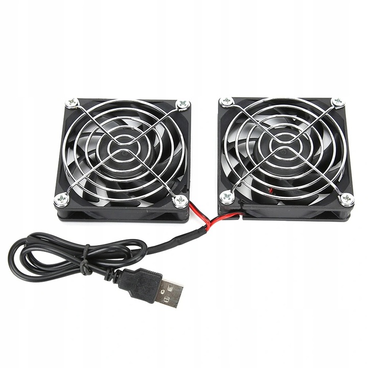 2 db USB 5V hűtőventilátor szett routerhez, 7x7x1,5 cm, többszínű, kábelhossz 45 cm