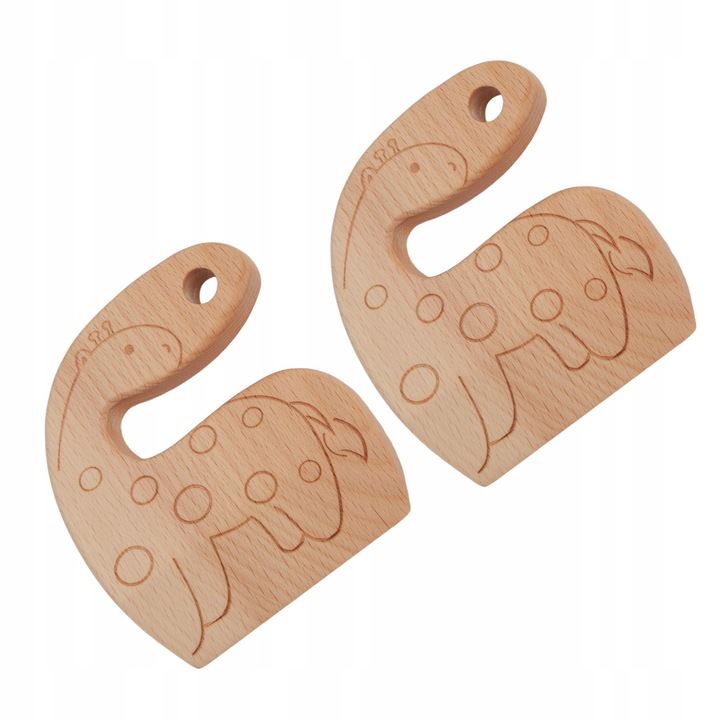 Set 2 cutite din lemn pentru copii, ergonomic, din lemn de fag, 2-8 ani