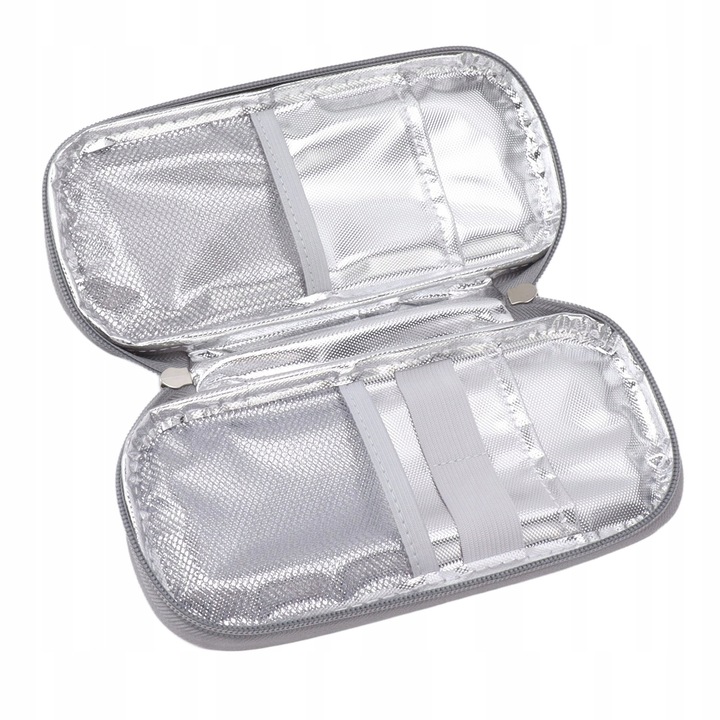 Etui izotermic pentru insulina, 2 incuietori, gri, 21x11cm