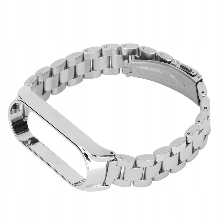 Rozsdamentes acél szíj Xiaomi Mi Band 5/6-hoz, ezüst, 1 db-os szett.