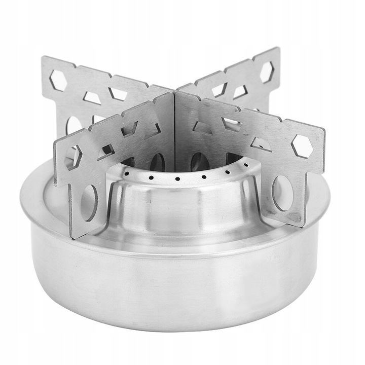 Mini aragaz camping, inox, 8,6x4cm, set 1 aragaz + 2 suporturi, argintiu