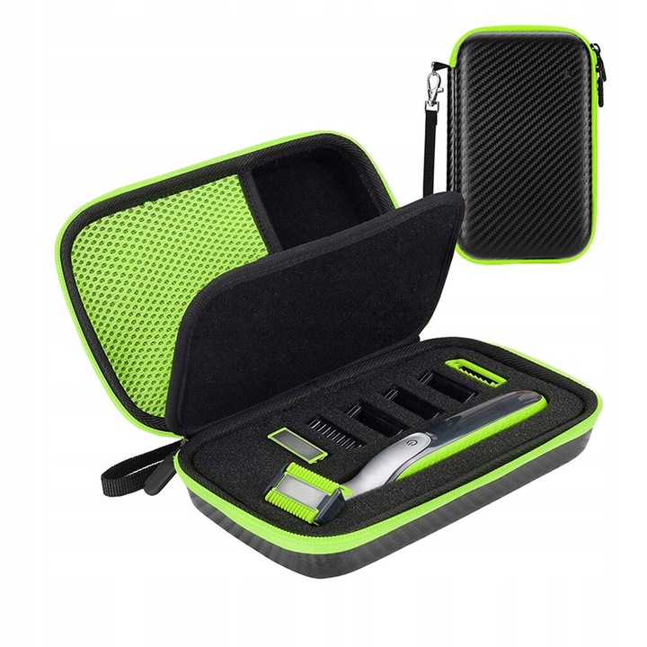Etui rigid pentru aparat de ras electric Philips Oneblade, verde, 1 set