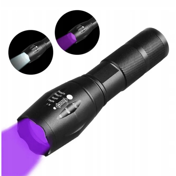 Set lanterna LED UV, 395nm, acumulator 1200mAh