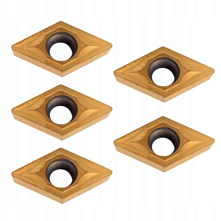 Set 10 piese inserturi din carbura DCMT070204-HM YBC251, 12.7x7.3x2.5mm, aurii