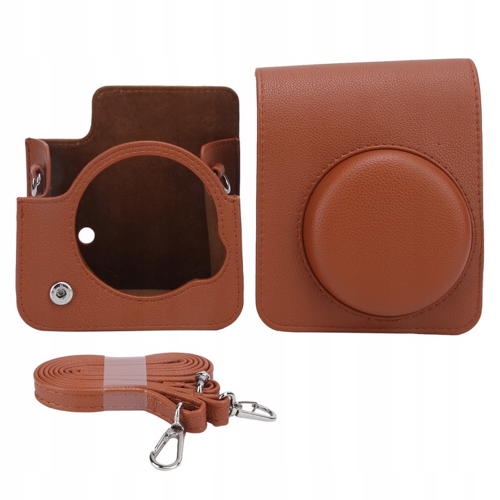 Husa pentru aparat foto Instax Mini 40, impermeabil, rezistent la uzura, maro, 14x8x12cm, set cu curea