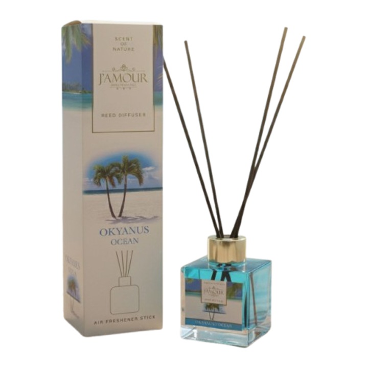 Szobaillatosító, JAMOUR, 100 ml, OCEAN illat, illatosító pálcikákkal