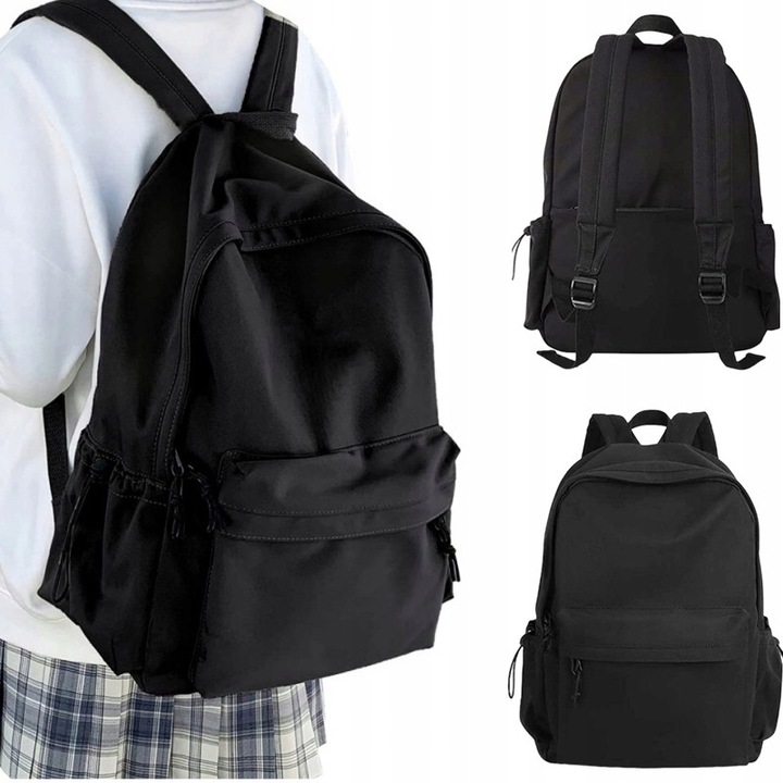 Ghiozdan unisex negru, 32x14x46cm, cu multiple compartimente, material rezistent la apa