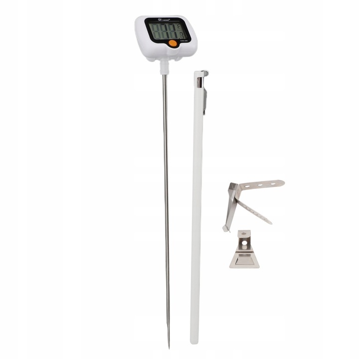 Termometru digital pentru bomboane, alb, cu clema pentru oala, interval temperatura -50C la 300C, sonde rotativa 180°