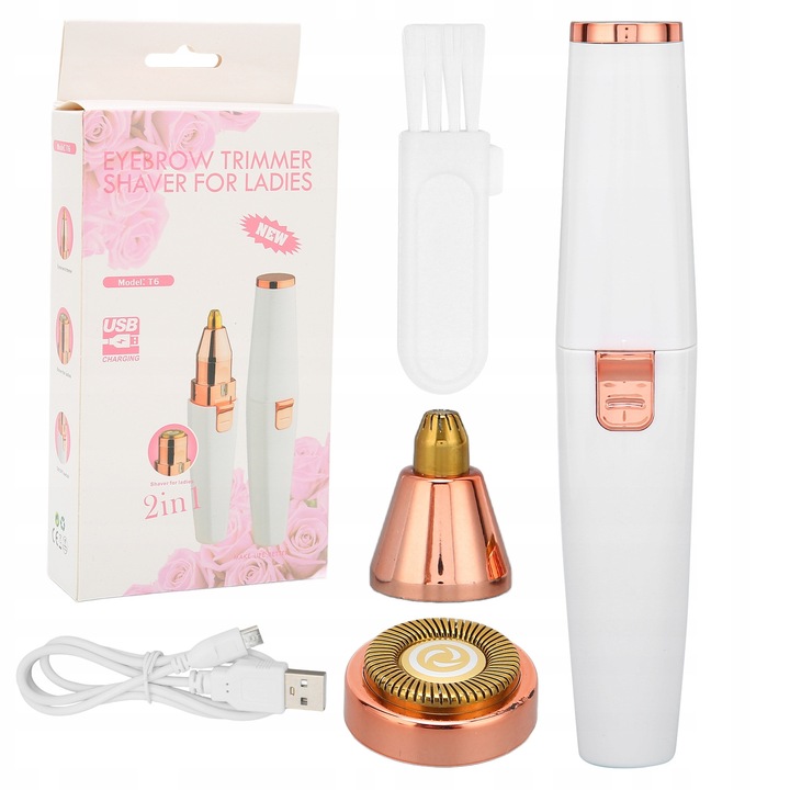 Set epilare, trimmer 2 in 1, alb, 350mAh