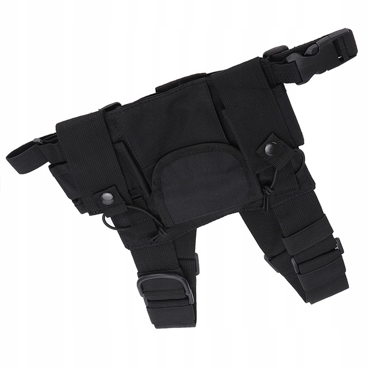 Sporttáska, walkie-talkie tartó, fekete nylon, 22,3x18,4cm