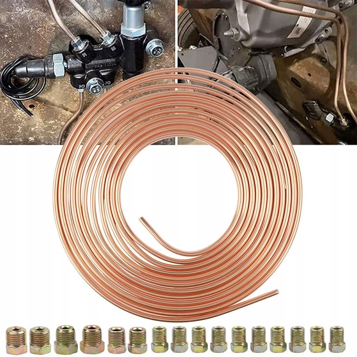 Réz fékcső, 10M, 16 kupak készlet, autóalkatrészek