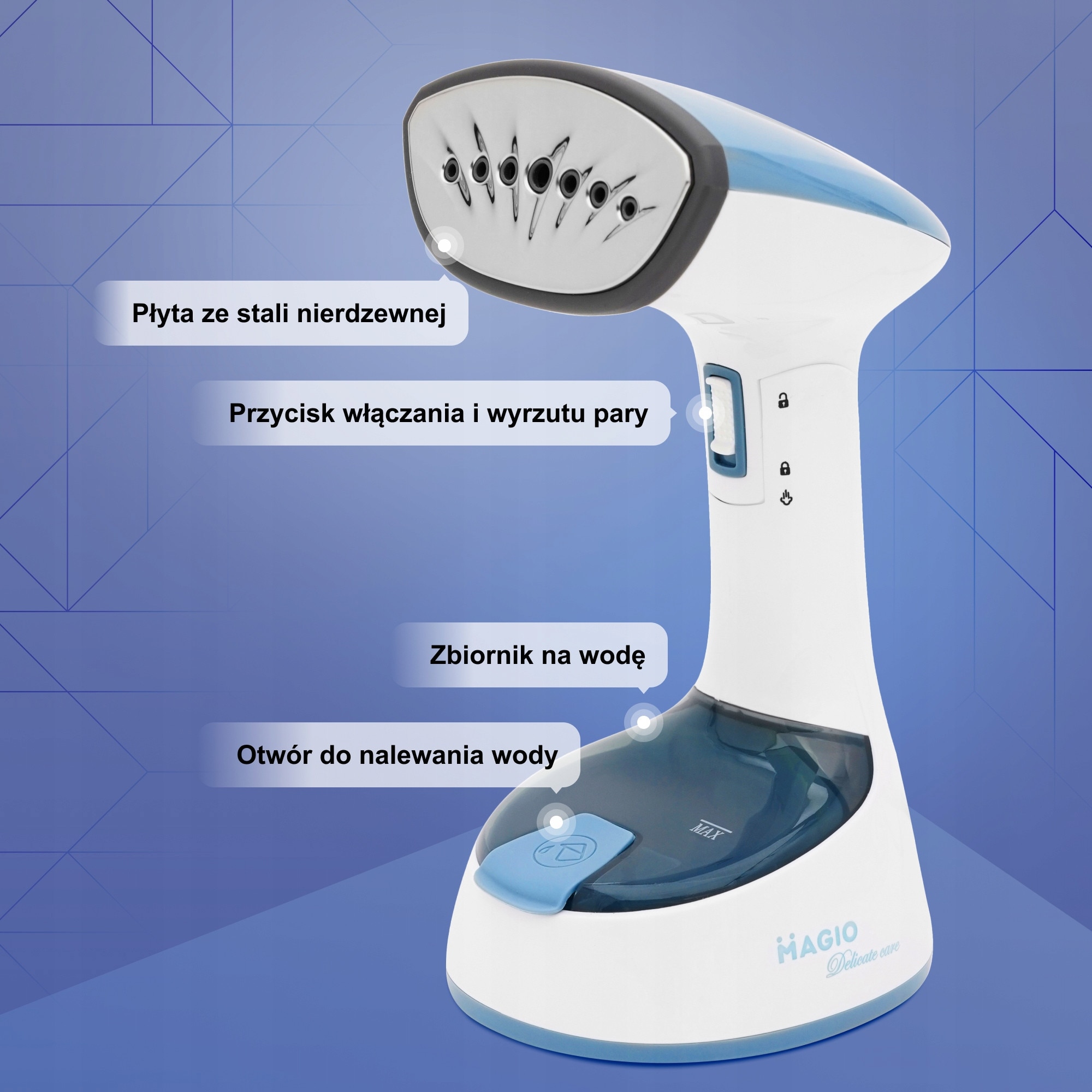 Parownica compacta MAGIO 1500W, pliabila, abur puternic, mini